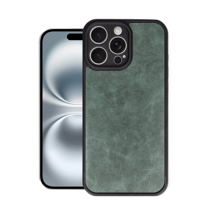 HERŞEYTREND Apple İphone 16 Pro Max Kılıf Aras Deri Kapak - Koyu Yeşil