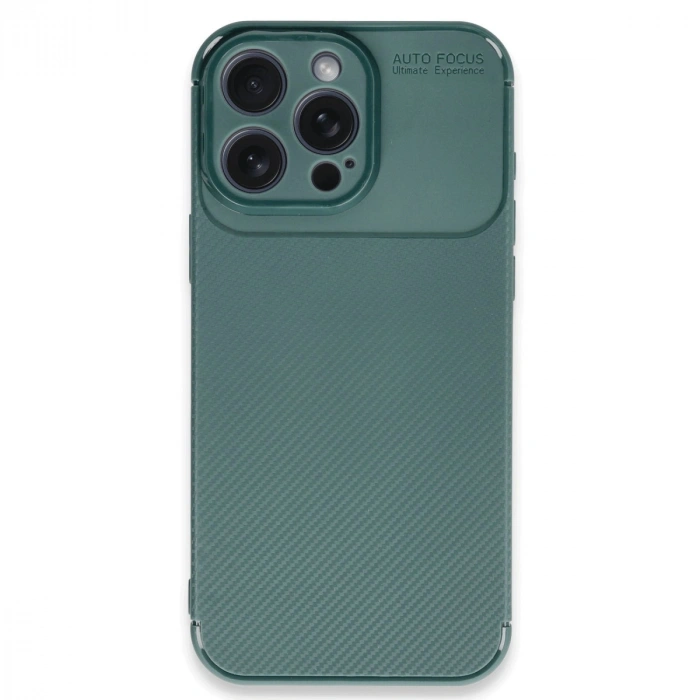 HERŞEYTREND Apple İphone 16 Pro Max Kılıf Auto Focus Karbon Kapak - Koyu Yeşil