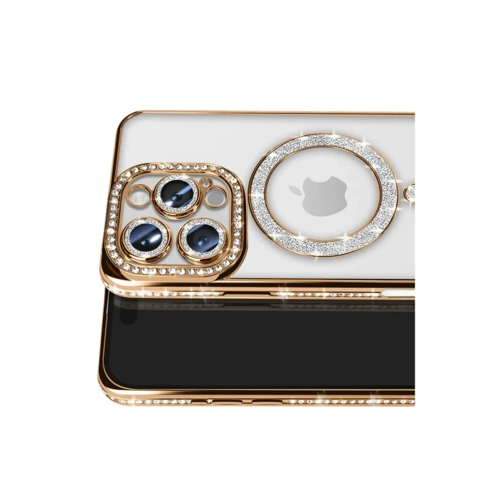HERŞEYTREND Apple İphone 16 Pro Max Kılıf Joke Simli Magneticsafe Kılıf - Gold