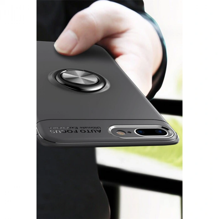 HERŞEYTREND Apple İphone 7 Plus Kılıf Range Yüzüklü Silikon - Kırmızı