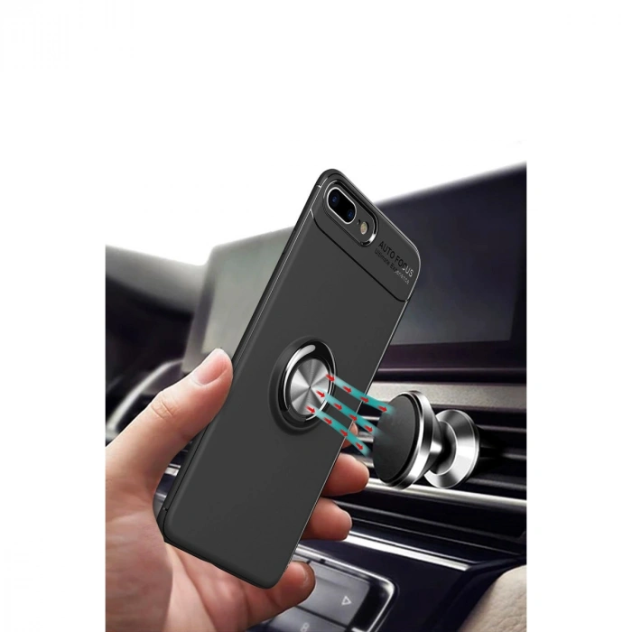 HERŞEYTREND Apple İphone 7 Plus Kılıf Range Yüzüklü Silikon - Kırmızı