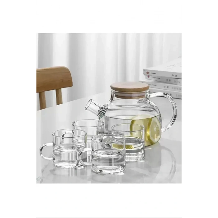 HERŞEYTREND Bambu Kapaklı Borosilikat Cam Demlik 1000ml Royaleks-CM-2000