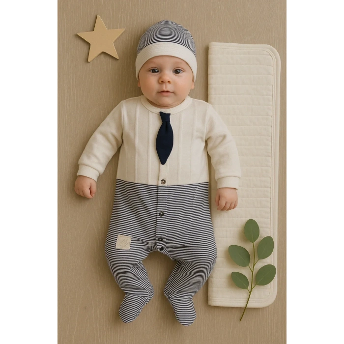 HERŞEYTREND Battaniyeli Tulumlu Erkek Bebek Set %100 Pamuk