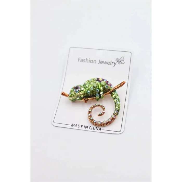 HERŞEYTREND Bukalemun Broş - Yeşil