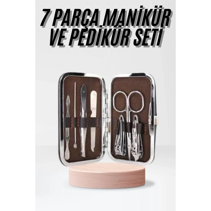 HERŞEYTREND Çantalı 7 Parça Manikür Pedikür Seti Tırnak Makası Cımbız Törpü