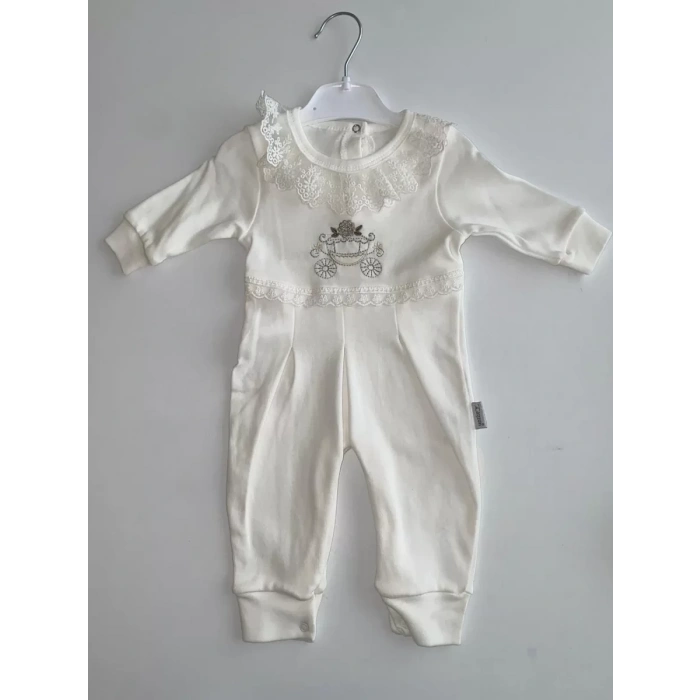 HERŞEYTREND Çiçekli Araba Nakışlı Dantelli Tulum