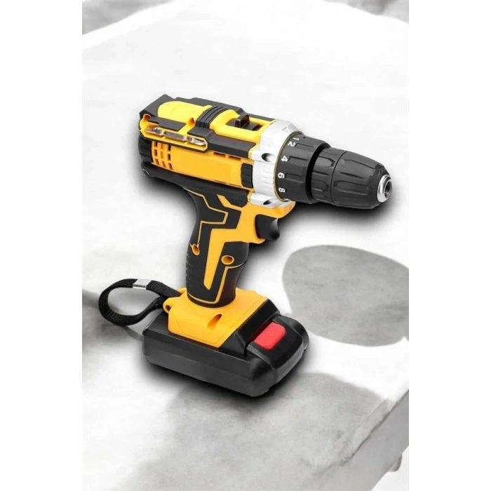 HERŞEYTREND Çift Bataryalı Metal Dişli Darbeli Şarjlı Matkap Seti 24W Güç ve 24 Parça Aksesuar