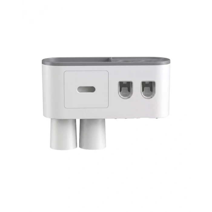 HERŞEYTREND Çift Dispenserli Diş Macunu Sıkacağı 6 Fırçalık Bardaklı Banyo Organizer