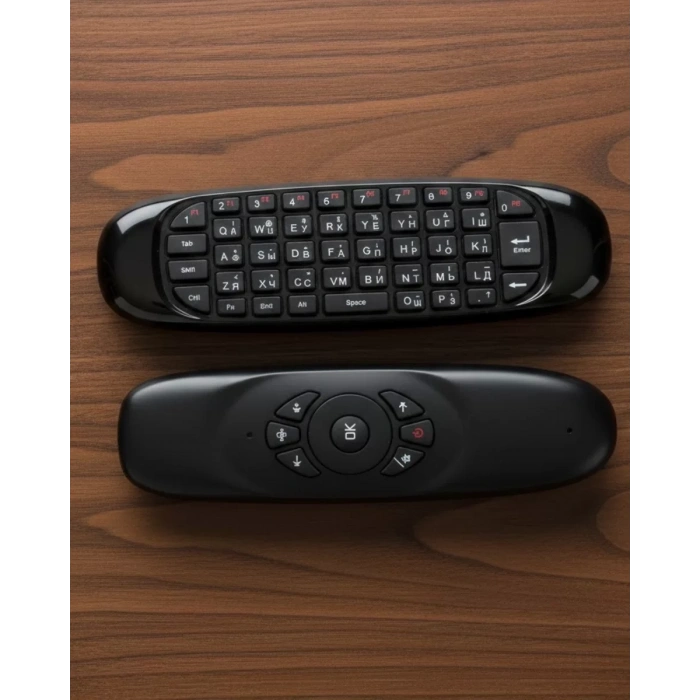 HERŞEYTREND Çift Taraflı Hava Mouse Kablosuz Klavye ve Uzaktan Kumanda