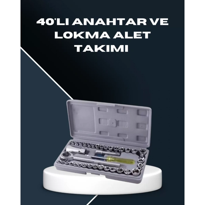 HERŞEYTREND Dayanıklı Karbon Çelik 40 Parça Lokma ve Cırcır Anahtar Seti