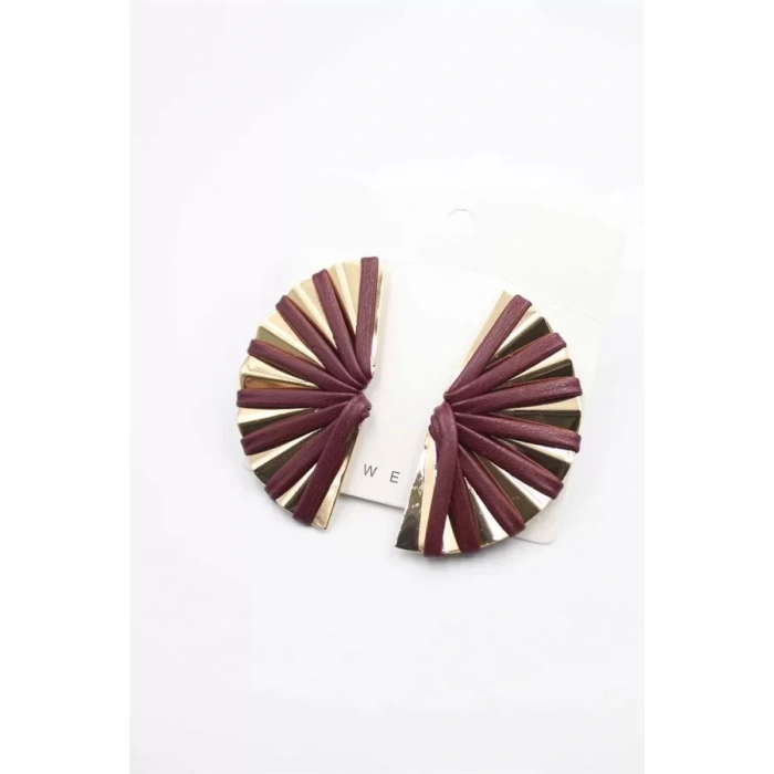 HERŞEYTREND Derili Küpe - Bordo