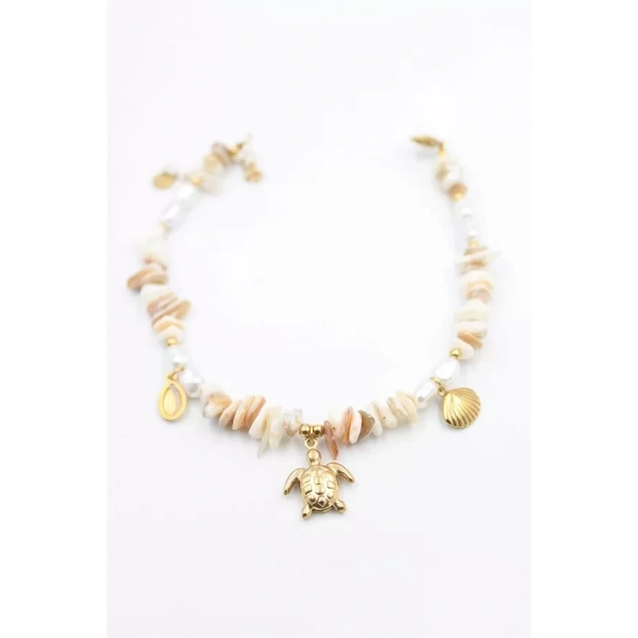 HERŞEYTREND Doğal Taş Halhal - Altın