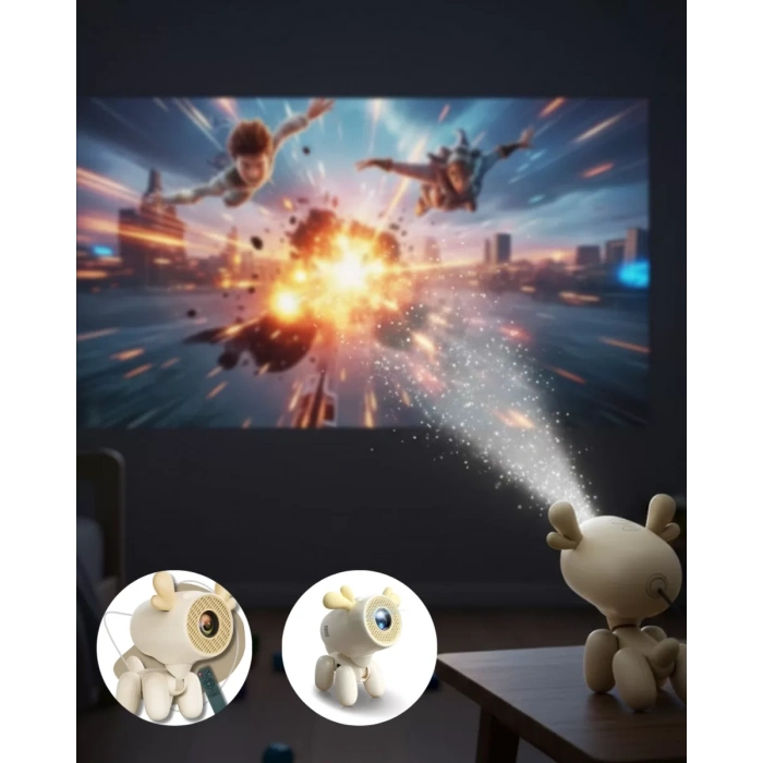 HERŞEYTREND Döner Başlıklı Akıllı Projeksiyon HDMI USB TF Girişli