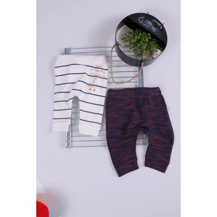 HERŞEYTREND Erkek Bebek Desenli 2li Pantolon 3/12 Ay