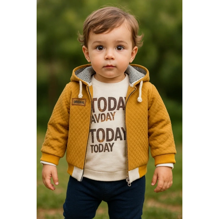 HERŞEYTREND Erkek Bebek Today Baskılı Yağmurluk 3lü Takım
