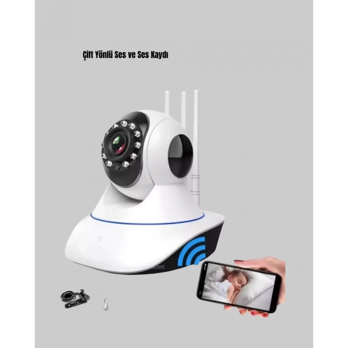 HERŞEYTREND Full HD Akıllı IP Kamera – Gece Görüşlü, Hareket Sensörlü, Çift Yönlü Ses ve Online Kayıt Özellikli