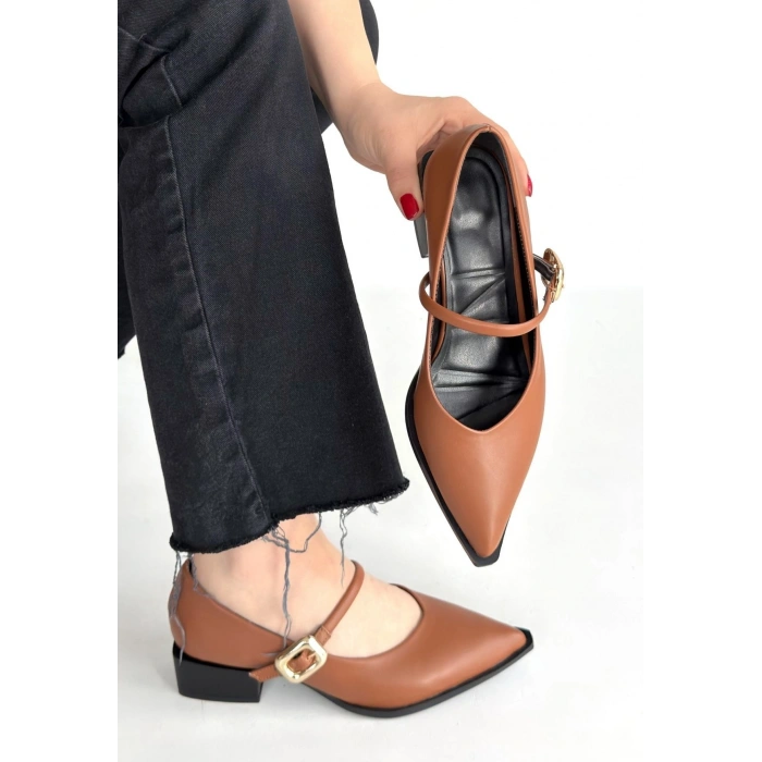 HERŞEYTREND Galye Taba Cilt Topuklu Ayakkabı
