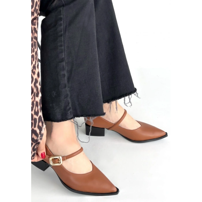 HERŞEYTREND Galye Taba Cilt Topuklu Ayakkabı