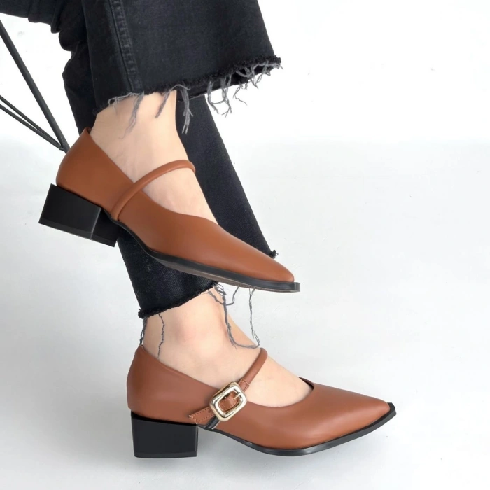 HERŞEYTREND Galye Taba Cilt Topuklu Ayakkabı