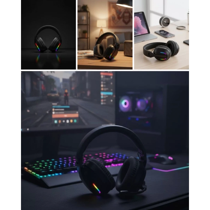 HERŞEYTREND Gaming Headset Kablosuz Bluetooth 40MM Sürücülü Mikrofonlu Oyuncu Kulaklığı