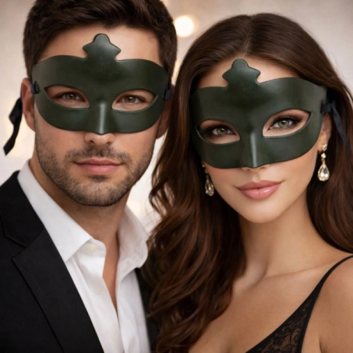 HERŞEYTREND Haki Yeşil Gizemli Masquerade Maskesi