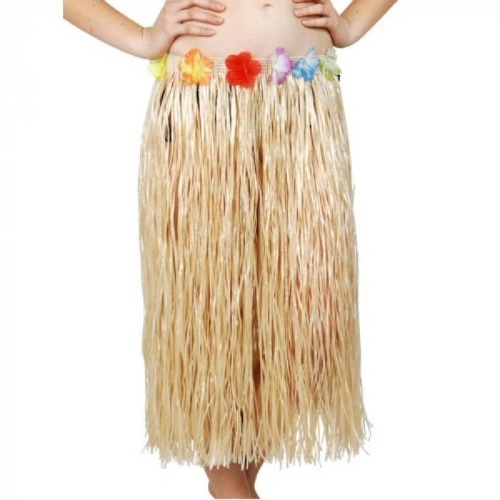 HERŞEYTREND Hawaii Tarzı Hula Eteği – 60 cm Hasır Naturel Etek
