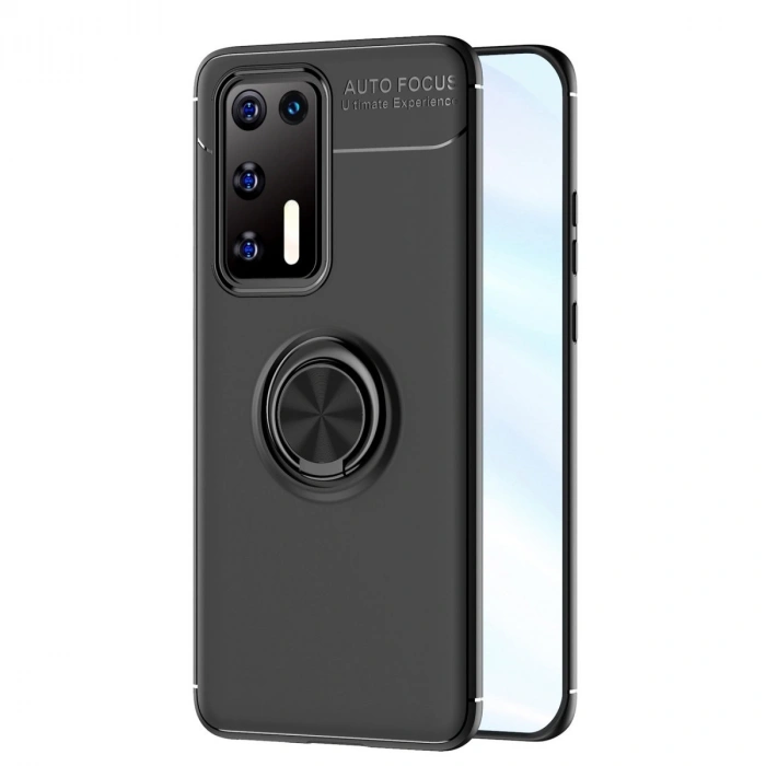 HERŞEYTREND Huawei P40 Kılıf Range Yüzüklü Silikon - Siyah