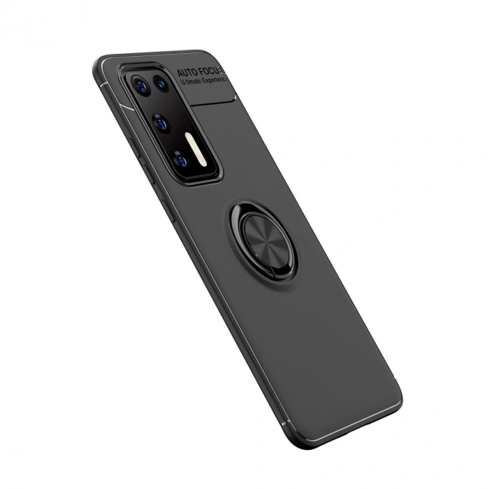 HERŞEYTREND Huawei P40 Kılıf Range Yüzüklü Silikon - Siyah