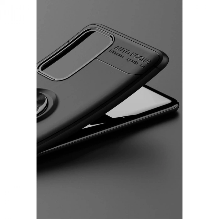 HERŞEYTREND Huawei P40 Kılıf Range Yüzüklü Silikon - Siyah