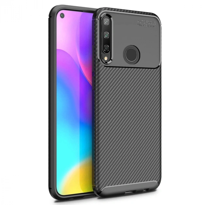 HERŞEYTREND Huawei P40 Lite E Kılıf Auto Focus Karbon Kapak - Siyah