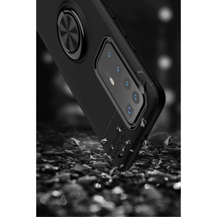 HERŞEYTREND Huawei P40 Pro Kılıf Range Yüzüklü Silikon - Siyah-mavi