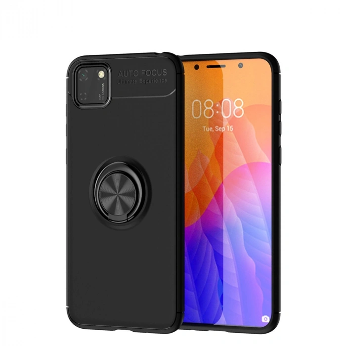 HERŞEYTREND Huawei Y5p Kılıf Range Yüzüklü Silikon - Siyah