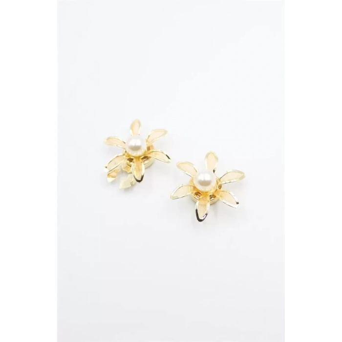 HERŞEYTREND İncili Düğme Broşu - Altın