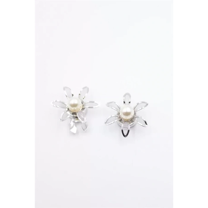 HERŞEYTREND İncili Düğme Broşu - Gümüş