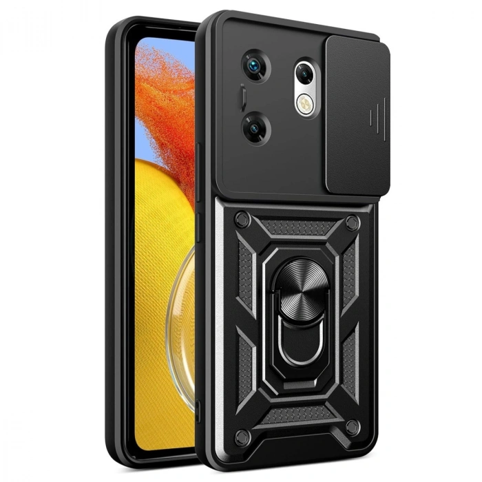 HERŞEYTREND İnfinix Zero 30 4g Kılıf Pars Lens Yüzüklü Silikon - Siyah