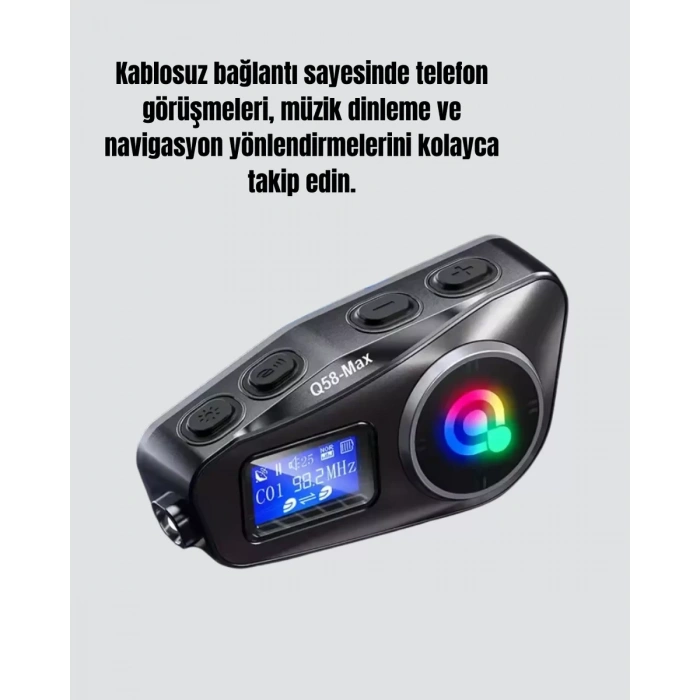 HERŞEYTREND IP65 Suya Dayanıklı Kask Bluetooth Kulaklık LCD Ekranlı