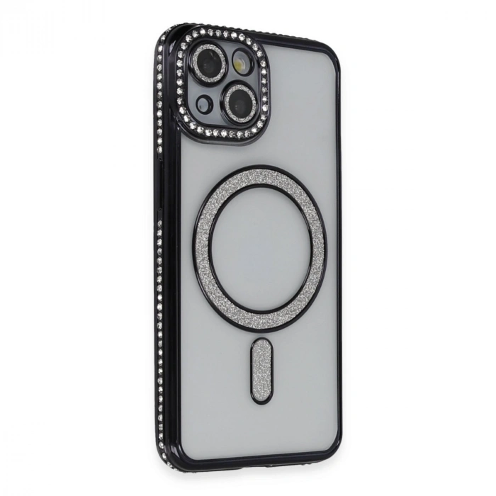 HERŞEYTREND İphone 13 Kılıf Joke Simli Magneticsafe Kılıf - Siyah