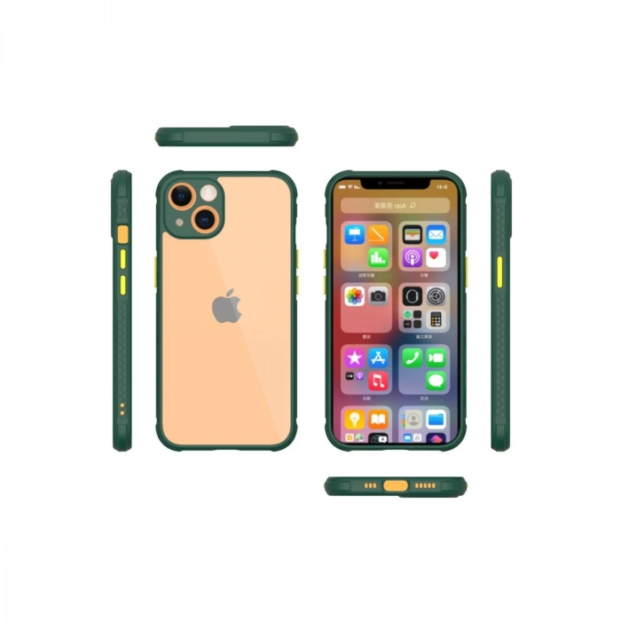 HERŞEYTREND İphone 13 Mini Kılıf Miami Şeffaf Silikon - Koyu Yeşil