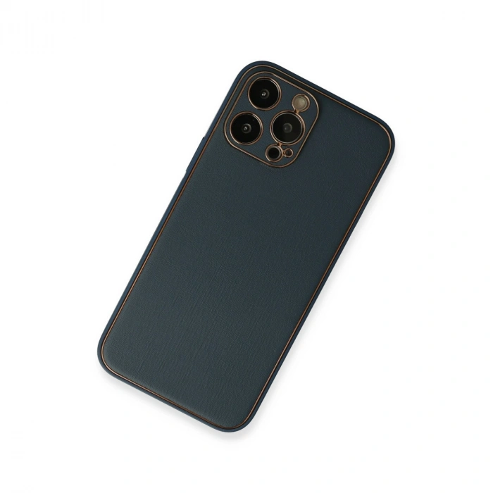 HERŞEYTREND İphone 13 Pro Kılıf Coco Deri Silikon Kapak - Mavi