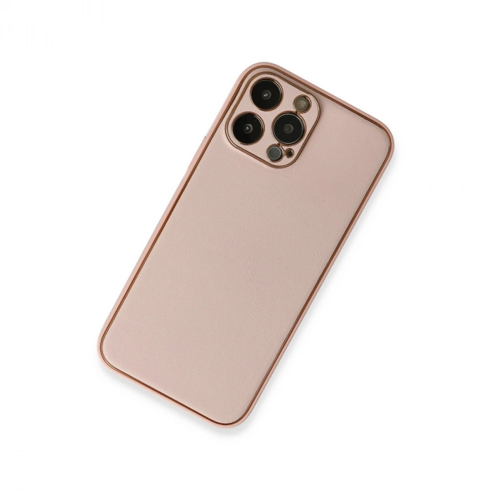 HERŞEYTREND İphone 13 Pro Kılıf Coco Deri Silikon Kapak - Pembe