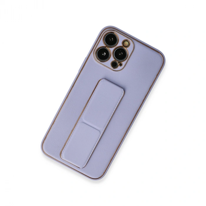 HERŞEYTREND İphone 13 Pro Max Kılıf Coco Deri Standlı Kapak - Lila