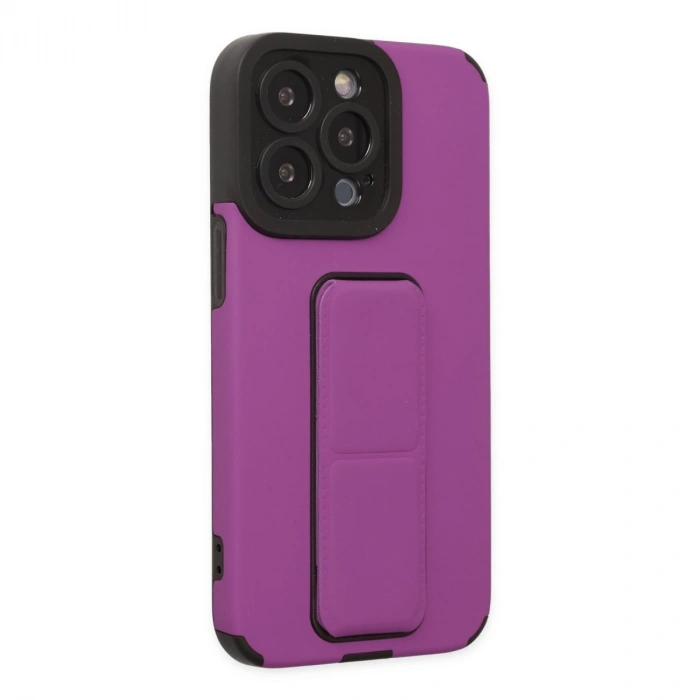 HERŞEYTREND İphone 13 Pro Max Kılıf Mega Standlı Silikon - Mor