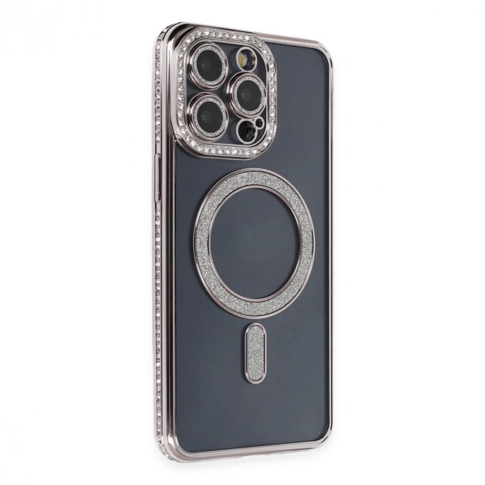 HERŞEYTREND İphone 14 Pro Kılıf Joke Simli Magneticsafe Kılıf - Gri