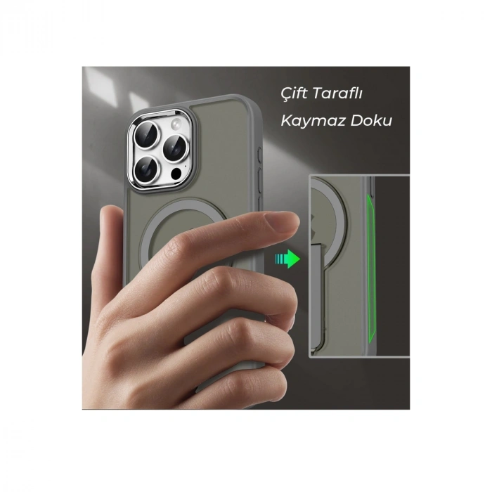 HERŞEYTREND İphone 14 Pro Tork Magsafe Standlı Kapak - Lila
