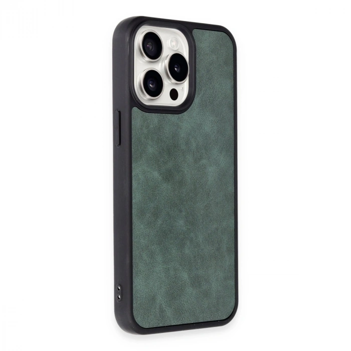 HERŞEYTREND İphone 15 Pro Max Kılıf Aras Deri Kapak - Koyu Yeşil