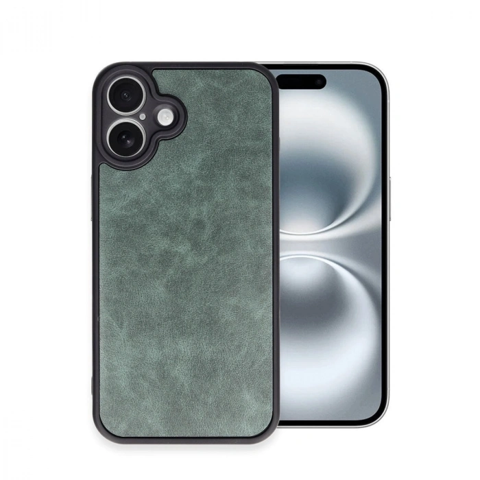 HERŞEYTREND İphone 16 Plus Kılıf Aras Deri Kapak - Koyu Yeşil
