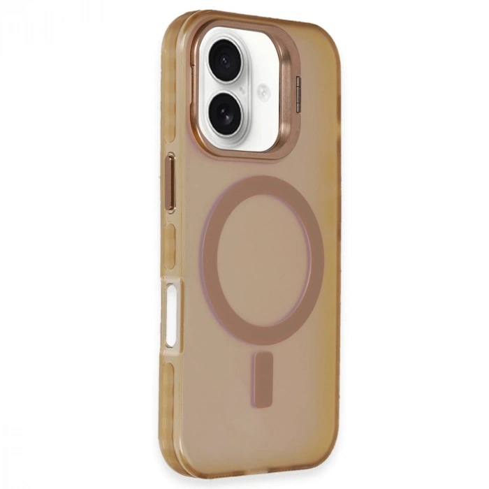 HERŞEYTREND İphone 16 Plus Kılıf Primera Magsafe Standlı Kapak - Gold