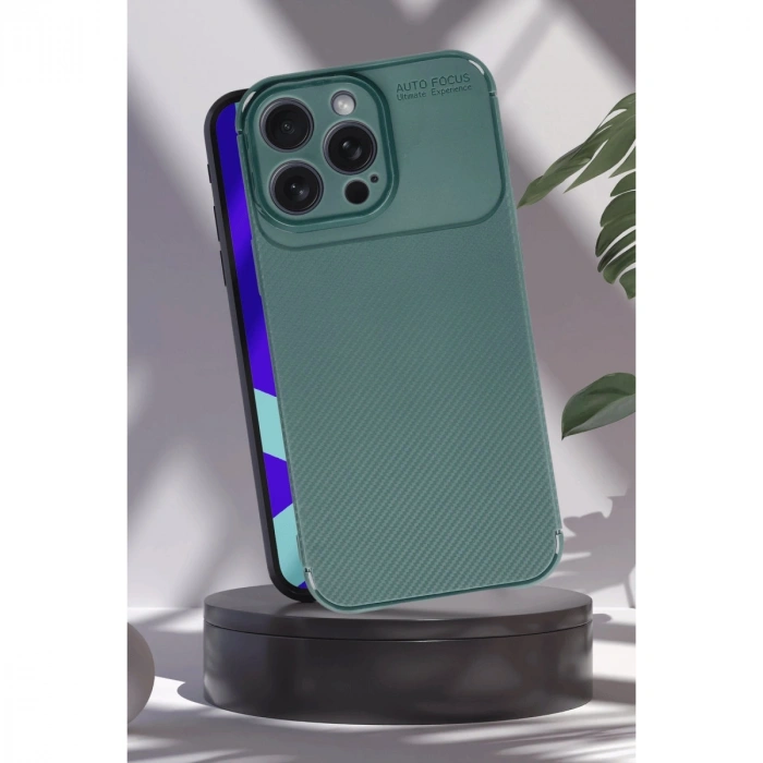 HERŞEYTREND İphone 16 Pro Max Kılıf Auto Focus Karbon Kapak - Siyah