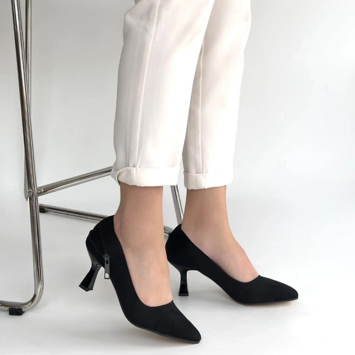 HERŞEYTREND Jedi Siyah Süet Topuklu Ayakkabı