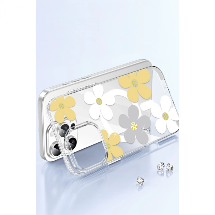 HERŞEYTREND Joko Apple İphone 16 Pro Floral Magsafe Kapak - Sarı